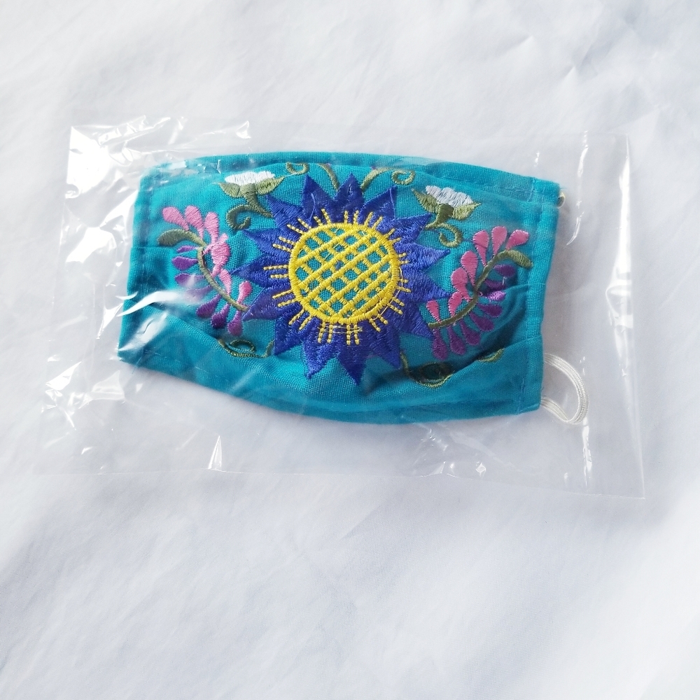 New, Mexican Floral Embroidered Face Mask